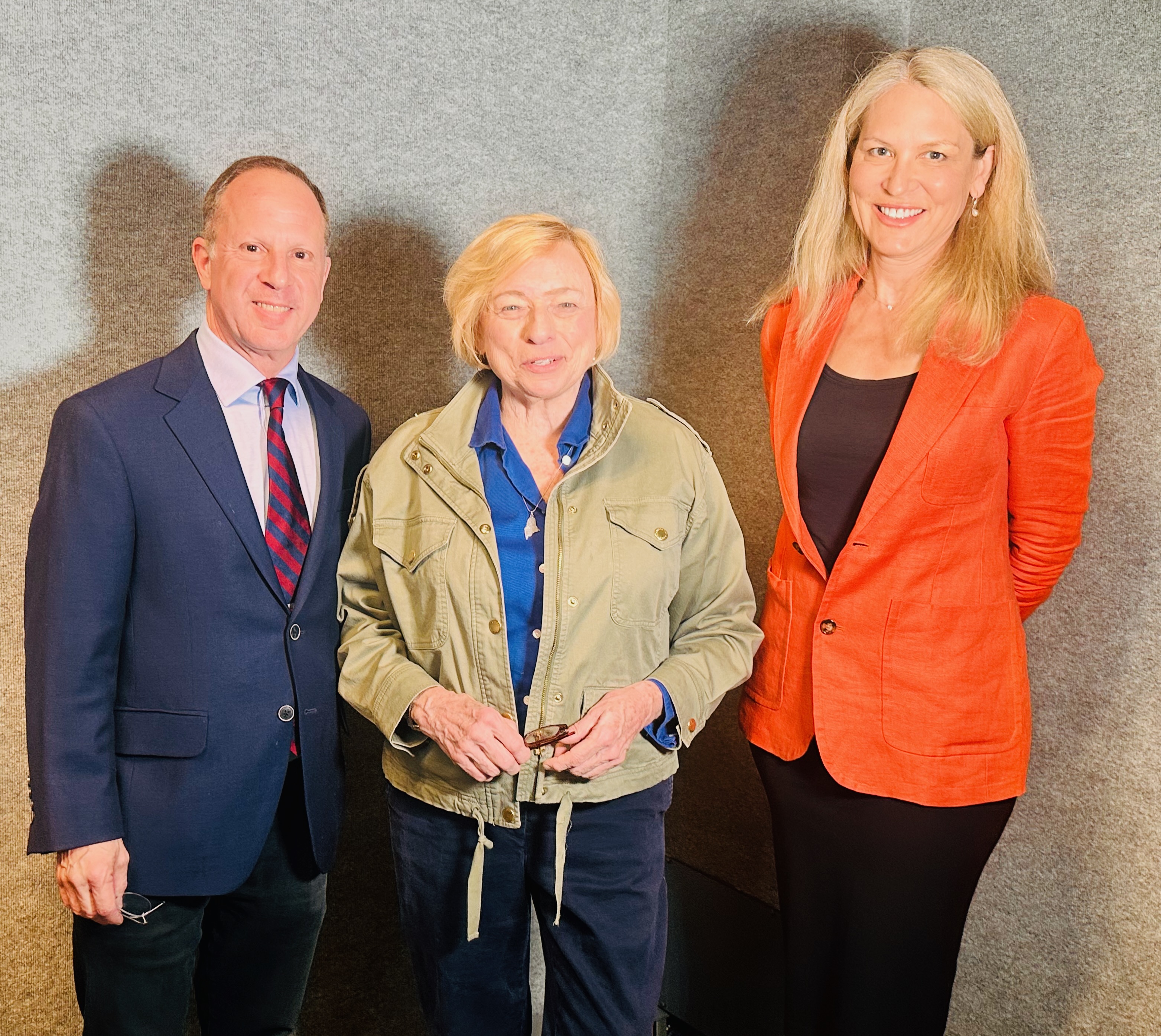 Dr. Jeffrey Barkin, Maine Governor Janet Mills, and Dr. Lisa Belisle in studio at Newsradio WGAN